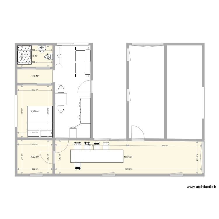 de loncin. Plan de 5 pièces et 36 m2