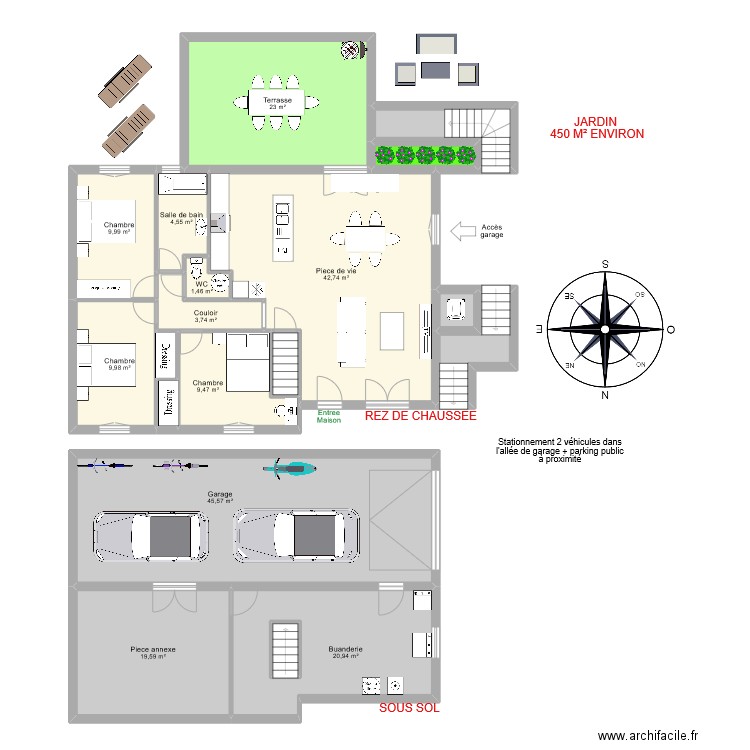 BECOURT vic sur seille. Plan de 38 pièces et 420 m2