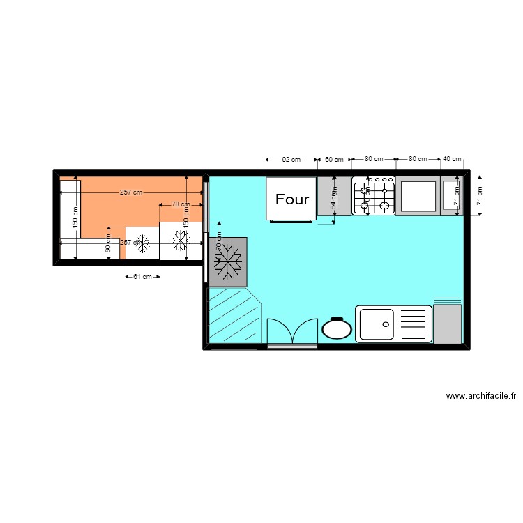 CUISINE TIFFANY G.. Plan de 2 pièces et 18 m2
