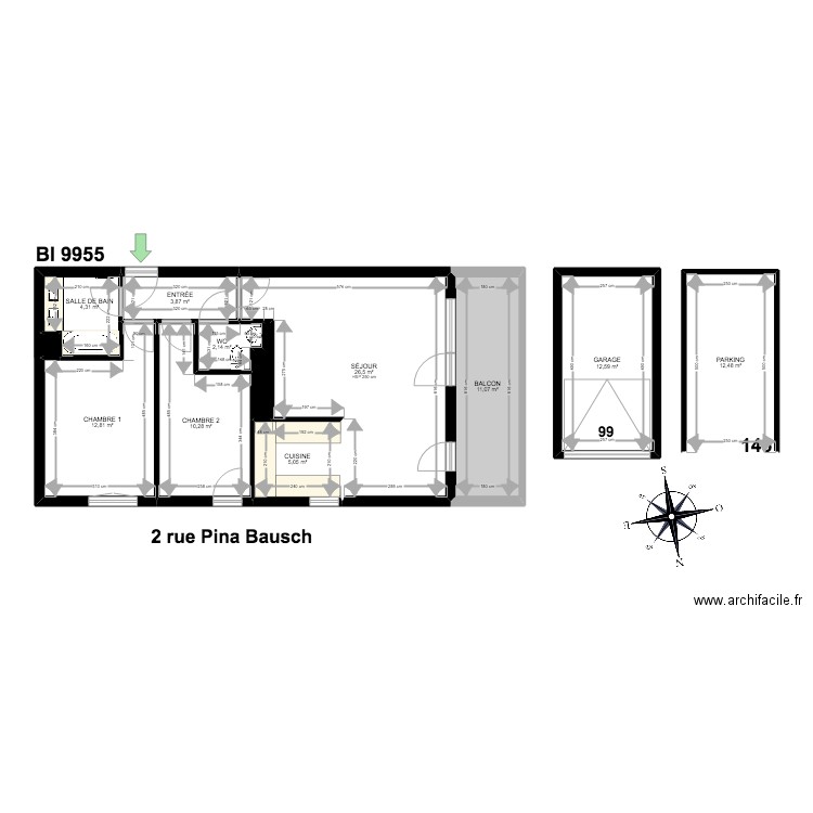 BI 9955. Plan de 0 pièce et 0 m2
