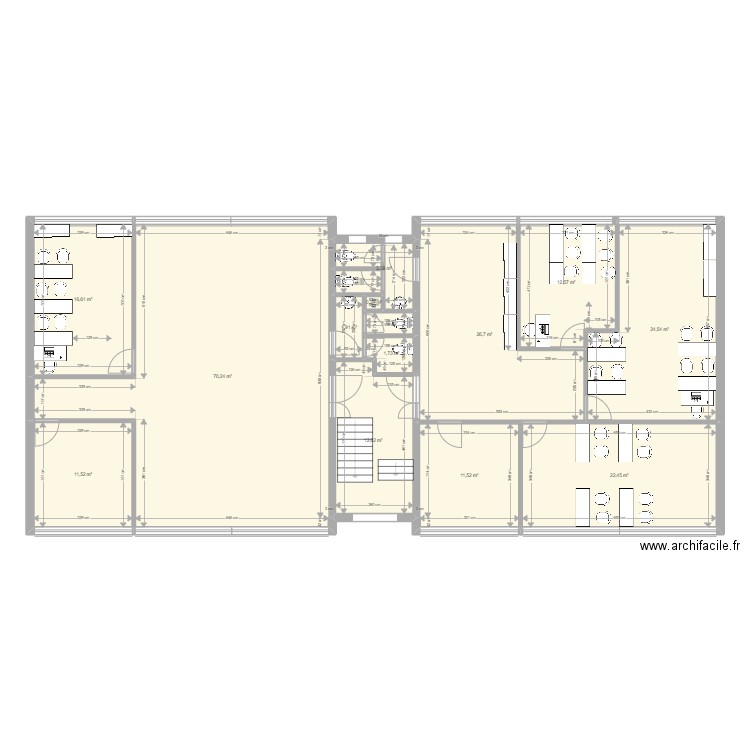 Accessibilité R+1 Guillemin . Plan de 15 pièces et 218 m2