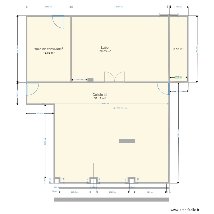 cellule actuel  avec cotation cerifiée. Plan de 0 pièce et 0 m2