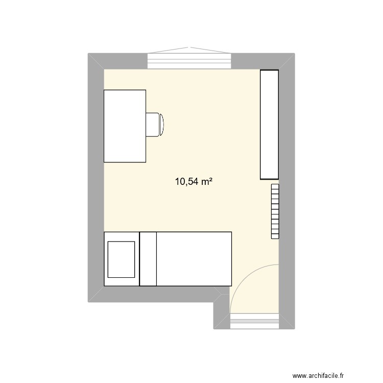 Chambre1. Plan de 1 pièce et 11 m2