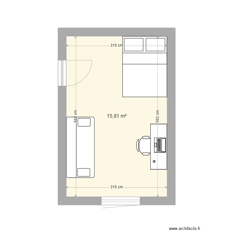 chambre axel. Plan de 1 pièce et 16 m2