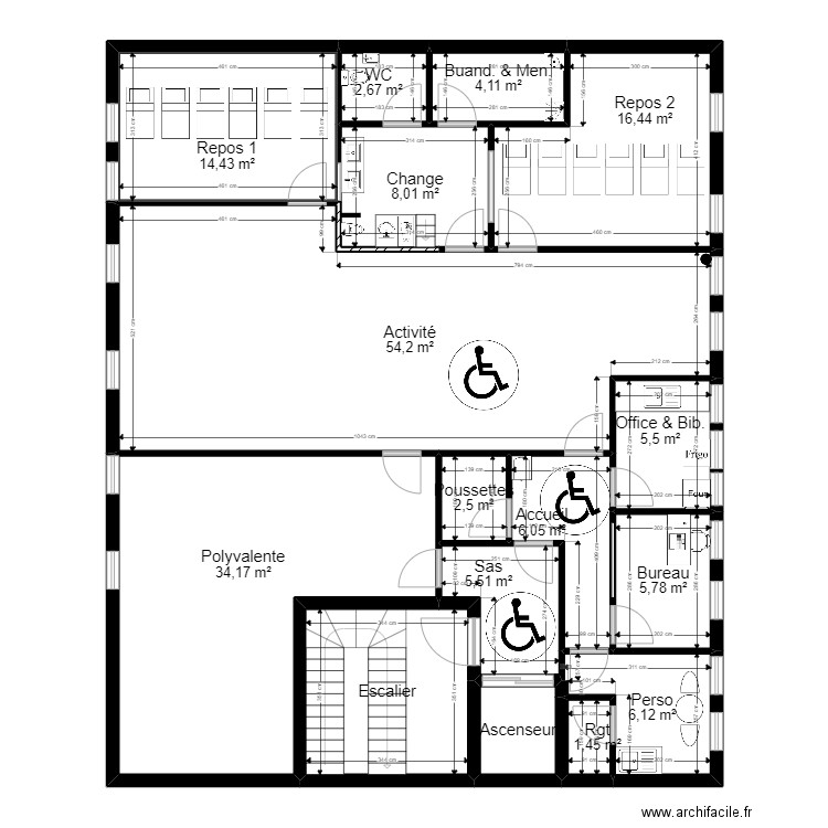 78 VIROFLAY 197 Leclerc Projet V ArL 03082022 sous loc. Plan de 16 pièces et 182 m2