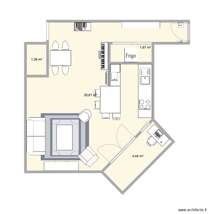 Idée 2. Plan de 4 pièces et 43 m2