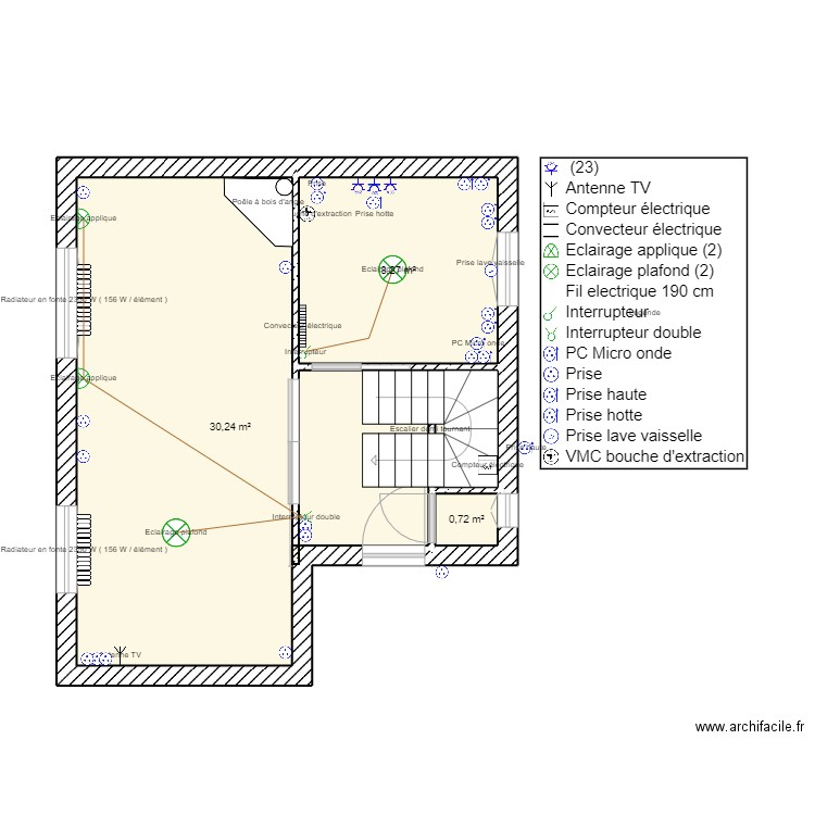 Romagné St Prix. Plan de 3 pièces et 39 m2