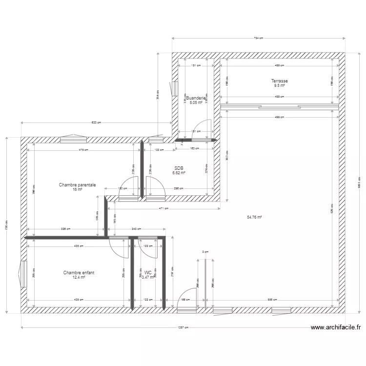 maison 2 chambres. Plan de 