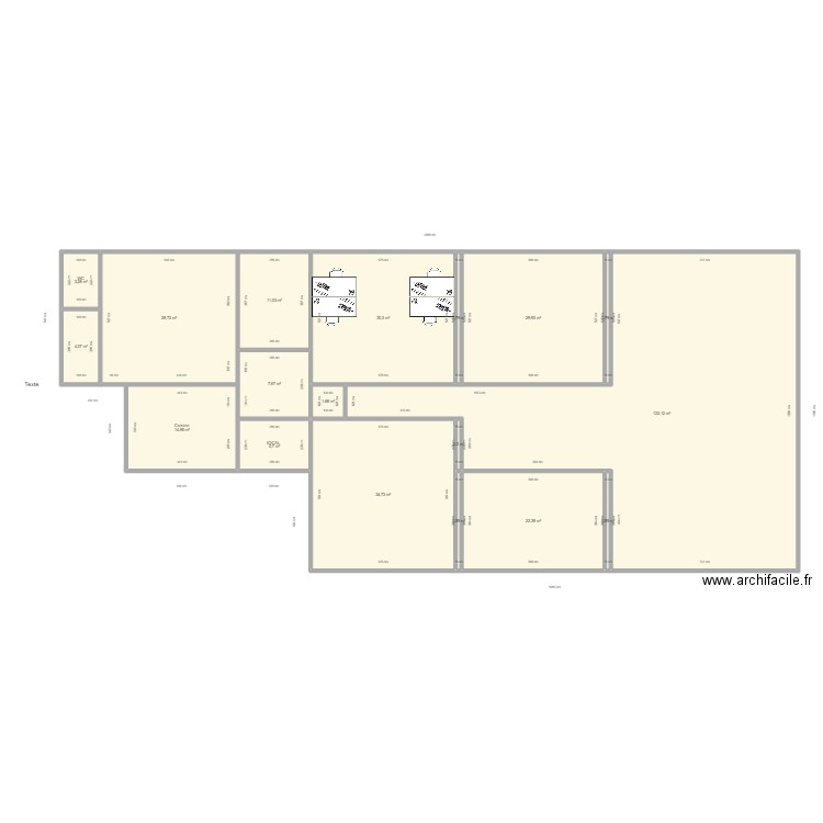 BPI/EXTERRE. Plan de 18 pièces et 320 m2