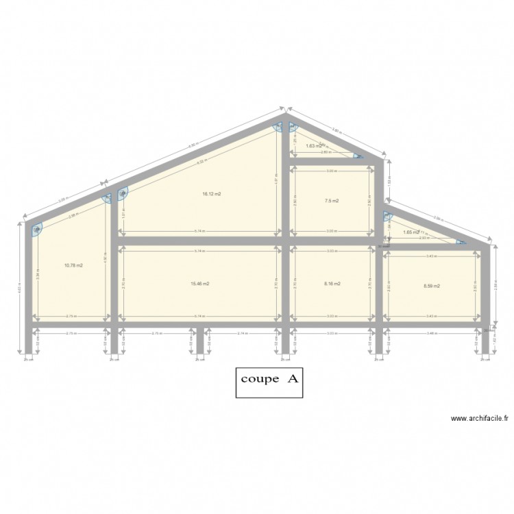  coupeA. Plan de 0 pièce et 0 m2