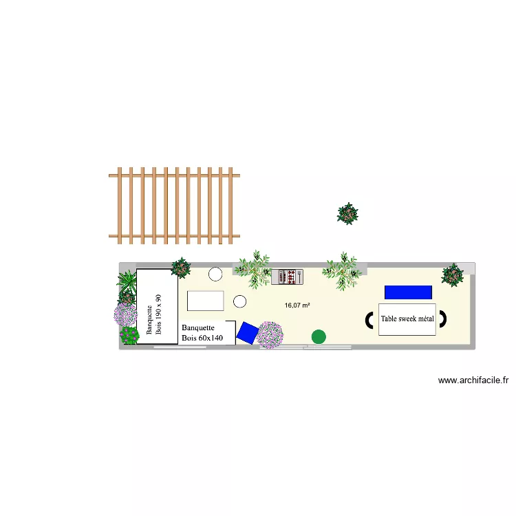 SDB2. Plan de 1  et 16 m²