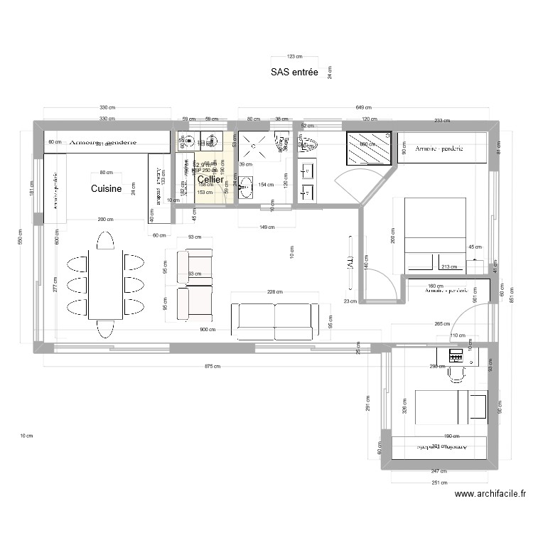 plan rez 6. Plan de 1 pièce et 3 m2