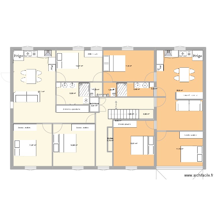 Batisse Chirens Modif 01. Plan de 42 pièces et 696 m2