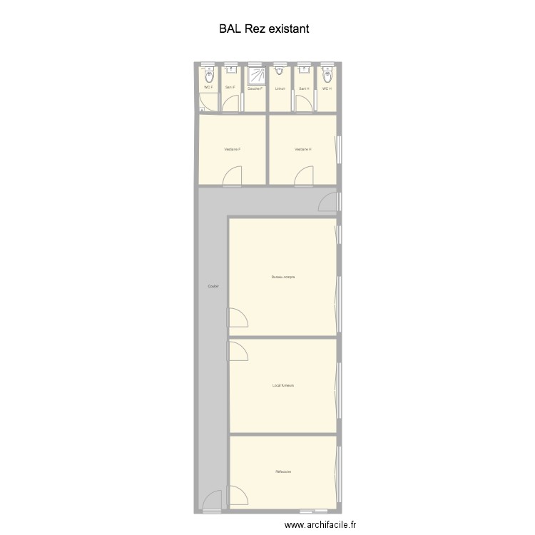 BAL Rez Bureaux Sanitaire. Plan de 0 pièce et 0 m2