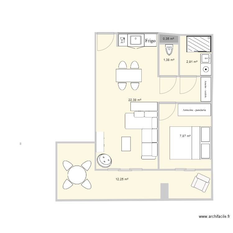 Plan appart Arcachon 2P VMum. Plan de 6 pièces et 47 m2