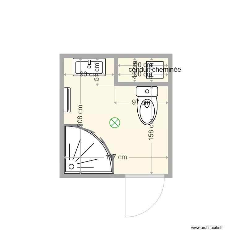 salle de douche 1er &eacute;tage GF. Plan de 