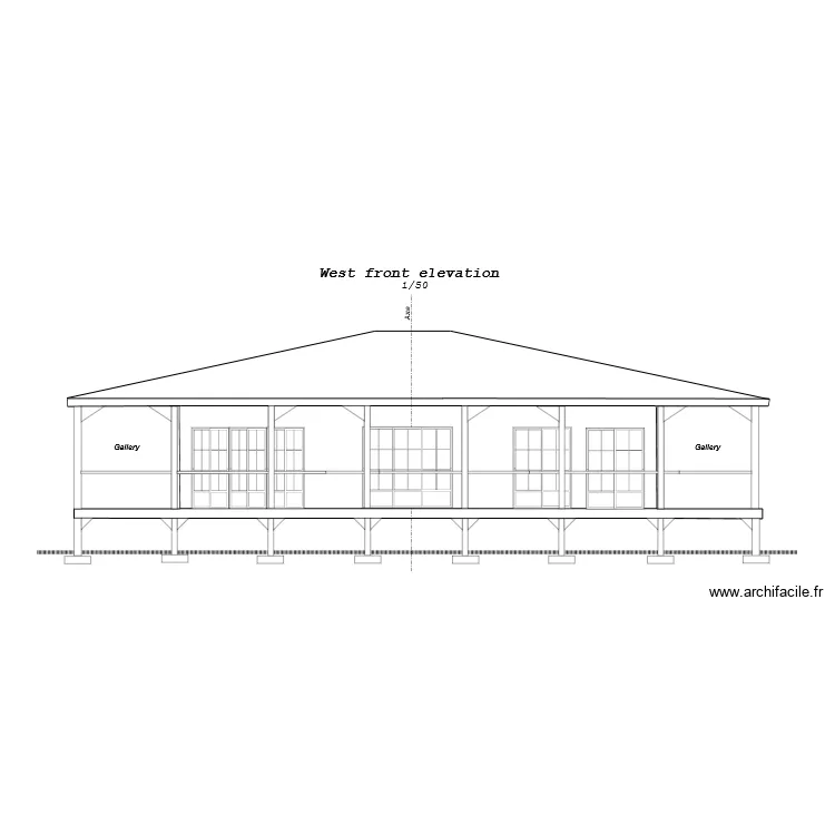 West front elevation. Plan de West front elevation. Plan de