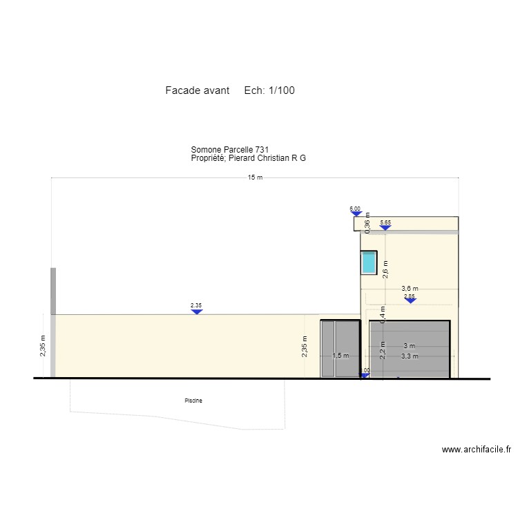 Coupe parcelle 731. Plan de 1 pièce et 9 m2