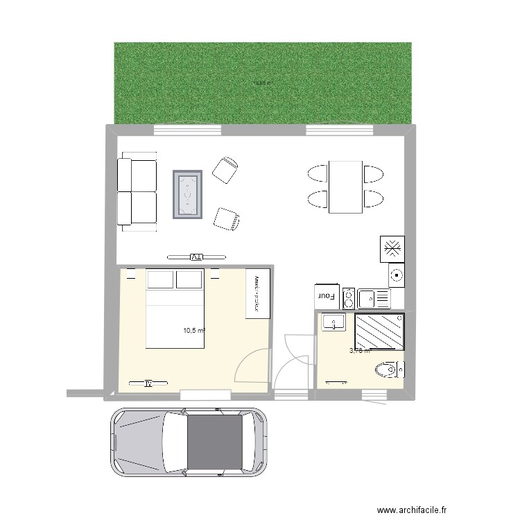 plan f2 berre. Plan de 2 pièces et 14 m2