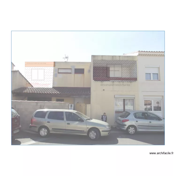 façade avec extension. Plan de façade avec extension. Plan de