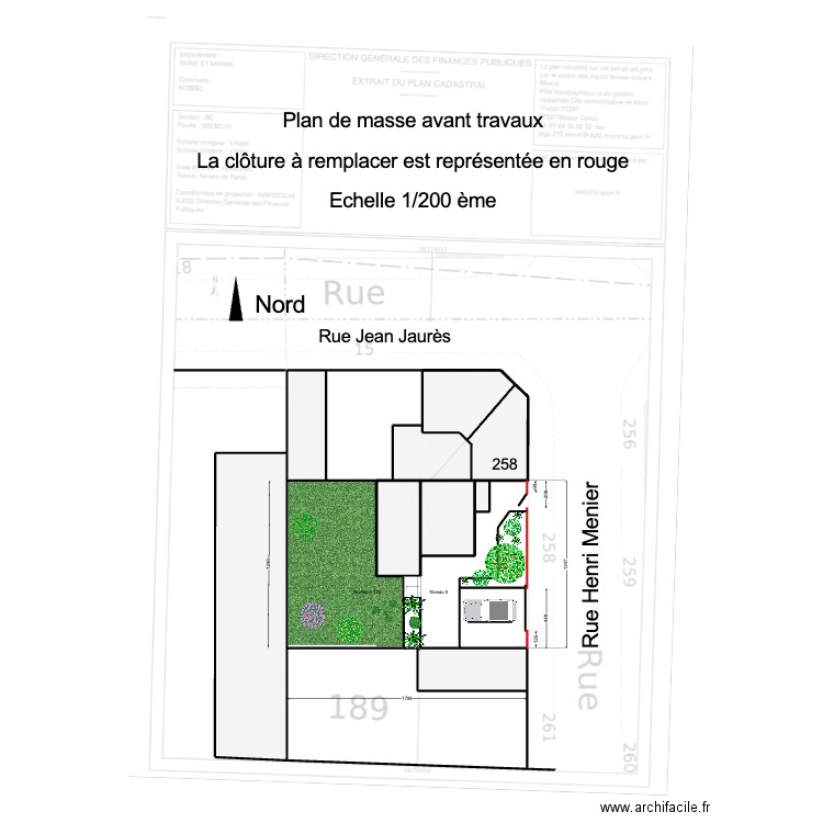 Plan de masse. Plan de 8 pièces et 244 m2