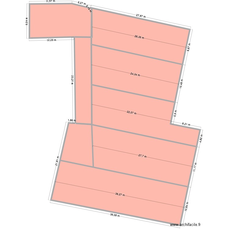 BV pour panneaux 1:1000 sans fond. Plan de 5 pièces et 1773 m2