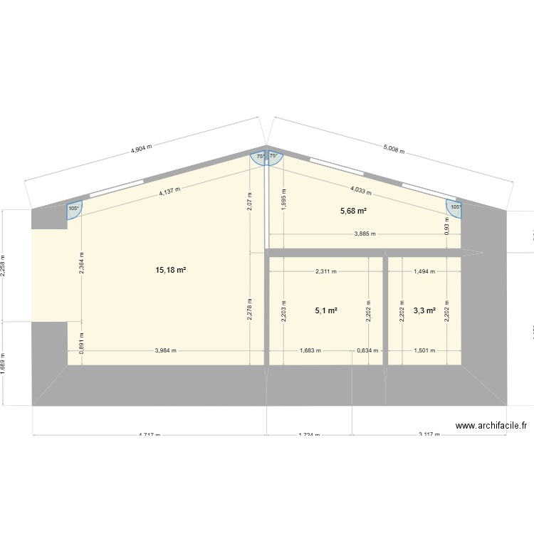 Minimescoupe. Plan de 9 pièces et 28 m2