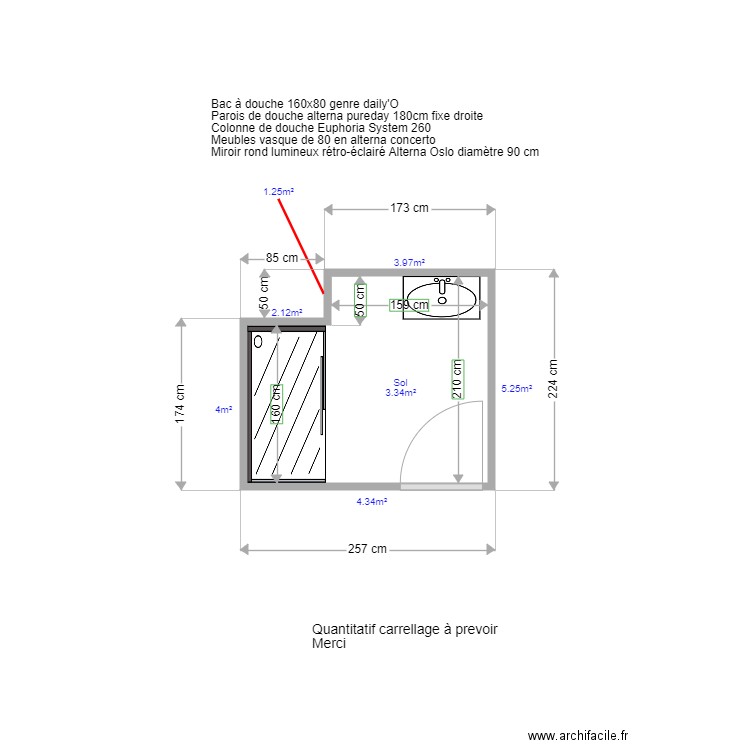 sdb Guennoc. Plan de 0 pièce et 0 m2