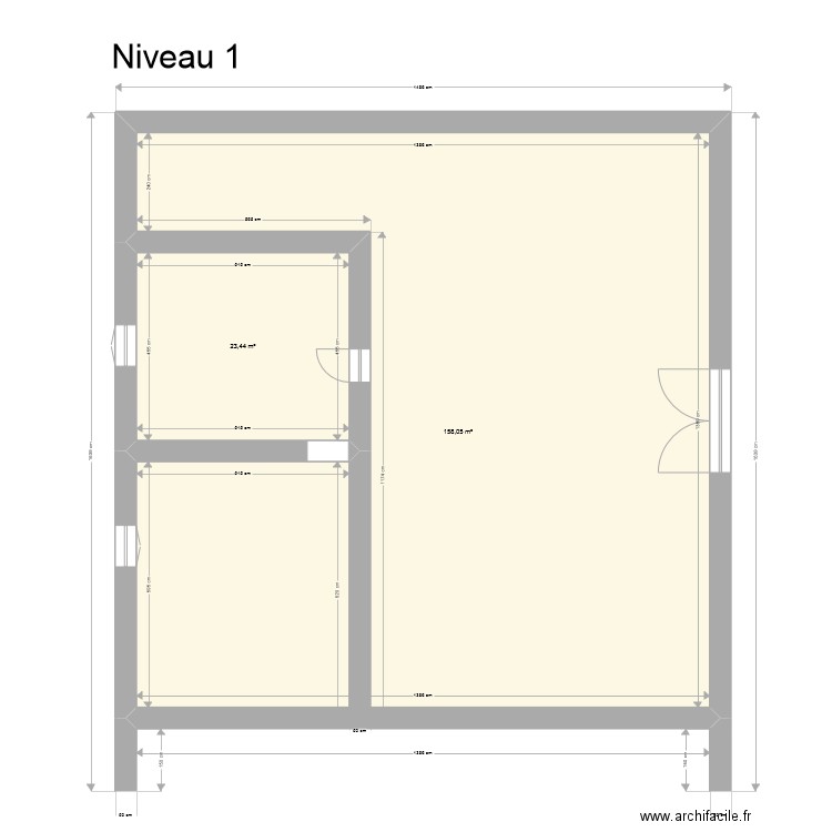 Trossy-Prapezi Niv1. Plan de 2 pièces et 181 m2
