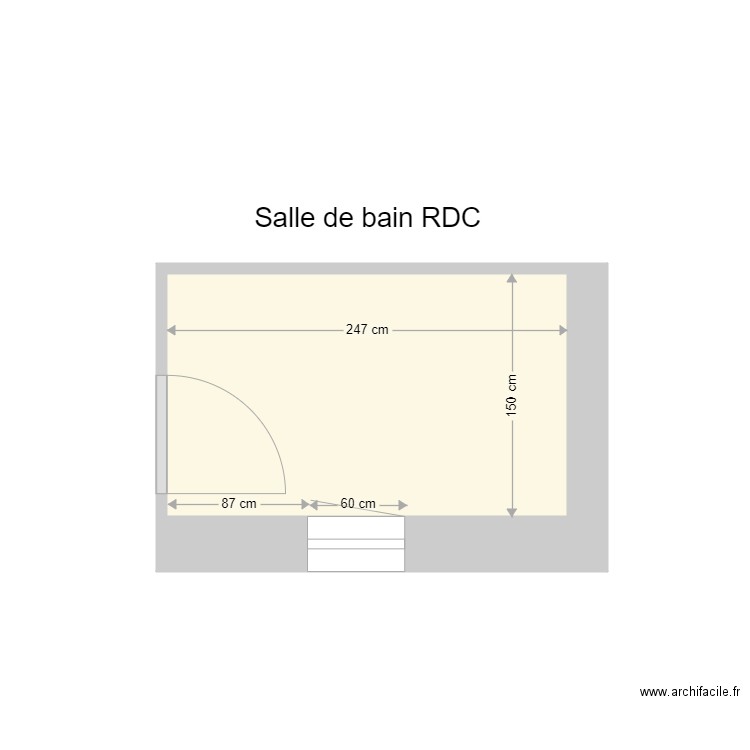 SDB 1 Mittainville Base avec cotes. Plan de 1 pièce et 4 m2