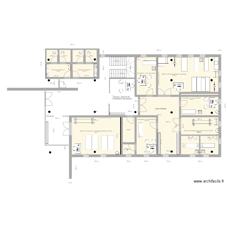 FFKR-INSP - Service kiné au RDC - équipé . Plan de 0 pièce et 0 m2