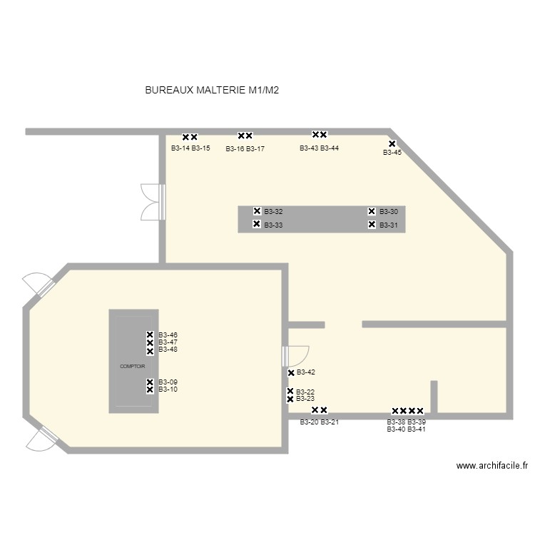 bUREAUX MALTERIE M1 M2. Plan de 4 pièces et 176 m2