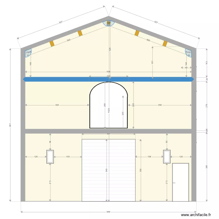 Fa&ccedil;ade avant. Plan de 