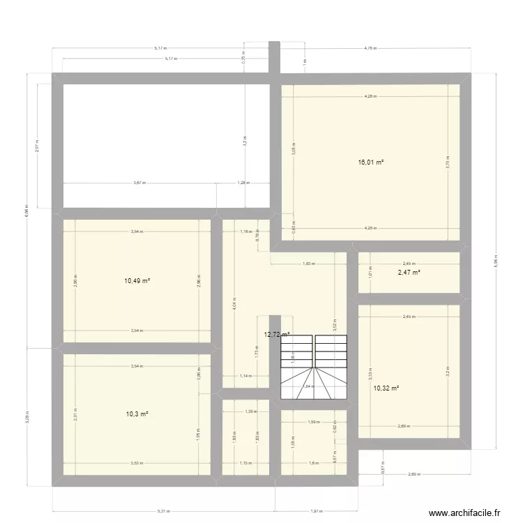 etage chalet Marguerite. Plan de 6 pièces et 62 m²