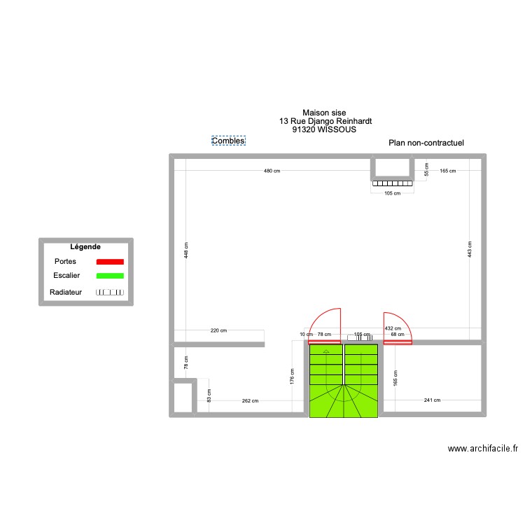 ODOLANT COMBLES AVEC MESURE . Plan de 4 pièces et 41 m2