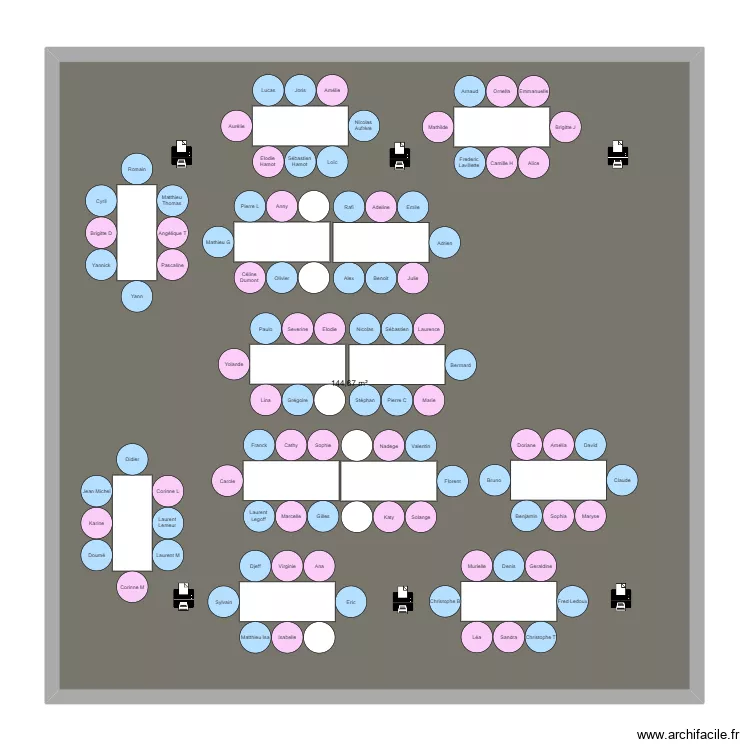Tables s&eacute;par&eacute;es 2. Plan de 