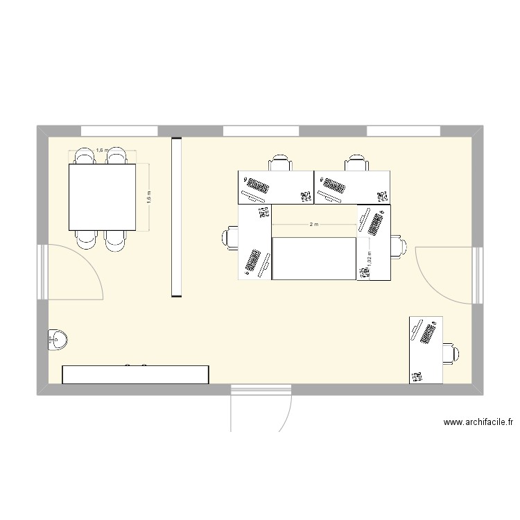 BOP. Plan de 1 pièce et 58 m2