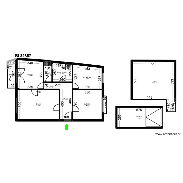 BI 32857.. Plan de 12  et 126 m²