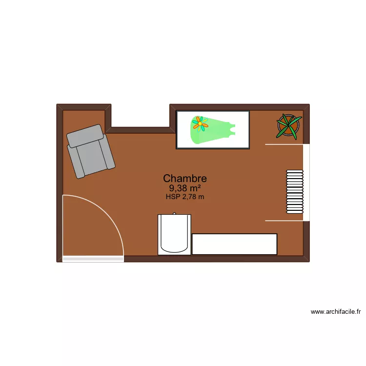 Chambre Bébou. Plan de 1 et 9 m² Chambre Bébou. Plan de 1 et 9 m²