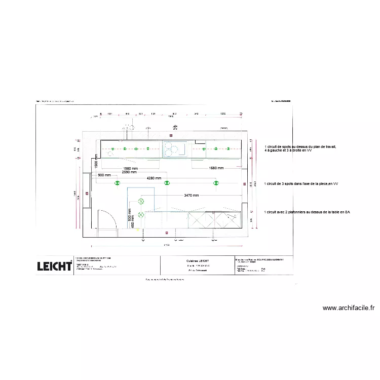 135 Raspail ELEC Suspensions et Spots. Plan de 