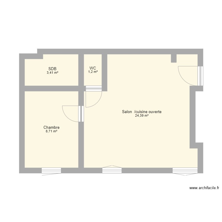 F2 47m2. Plan de 0 pièce et 0 m2