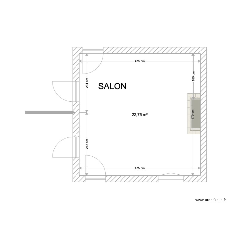 SALON Miermaigne. Plan de 1 pièce et 23 m2