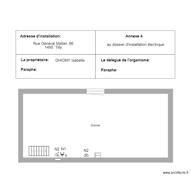 schéma de position grenier. Plan de 0 pièce et 0 m2