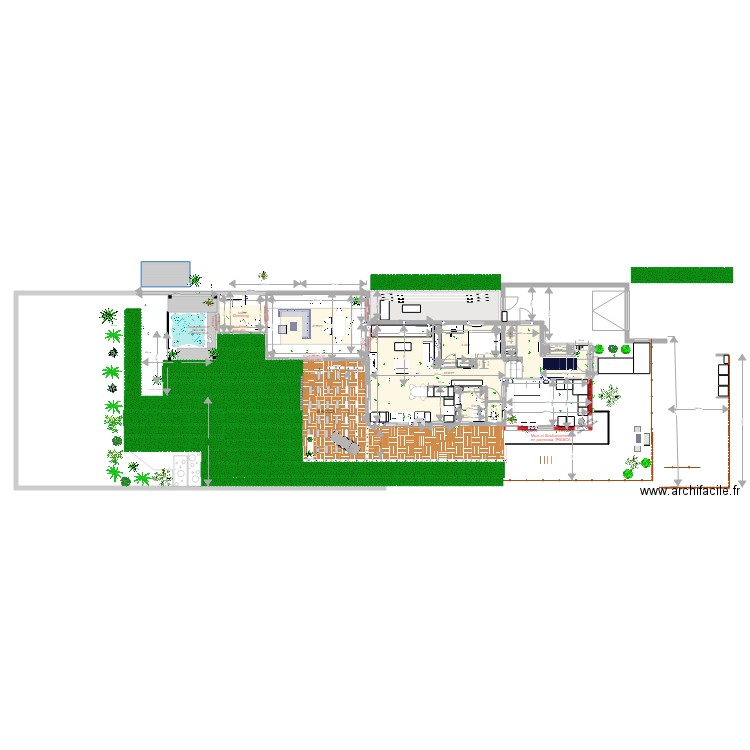 Plan VERANDA avec jacuzzi à coté Pièce jacuzzi. Plan de 0 pièce et 0 m2