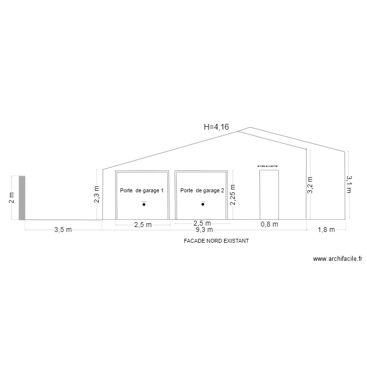 facade nord existant . Plan de 0 pièce et 0 m2