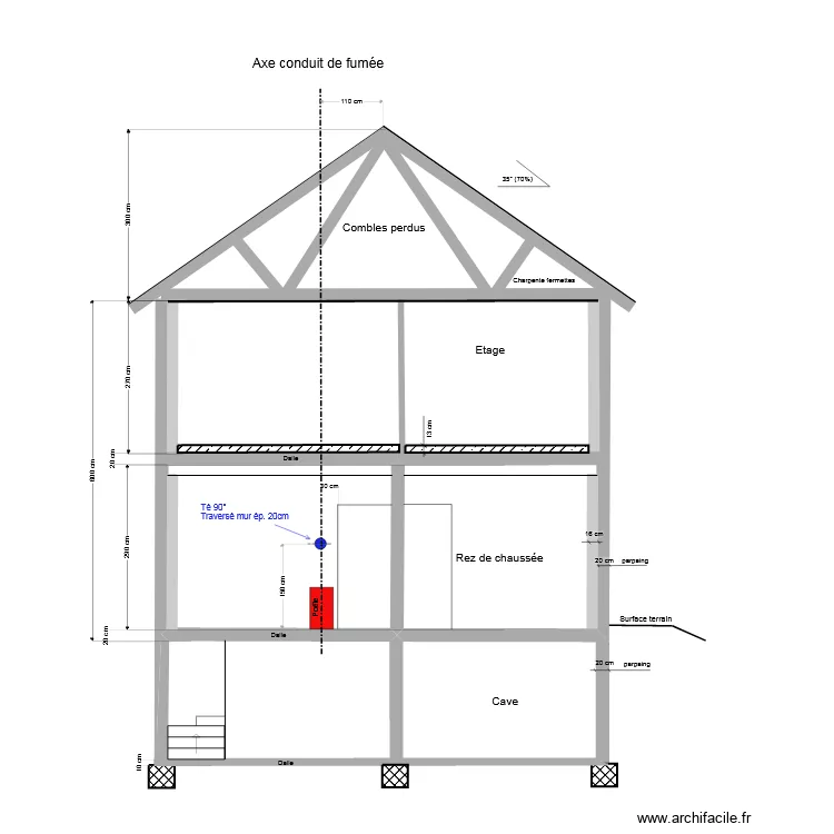 Conduit Fum&eacute;e - Po&ecirc;le &agrave; bois. Plan de 