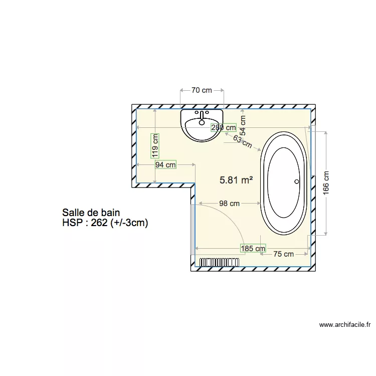 Salle de bain ok. Plan de 