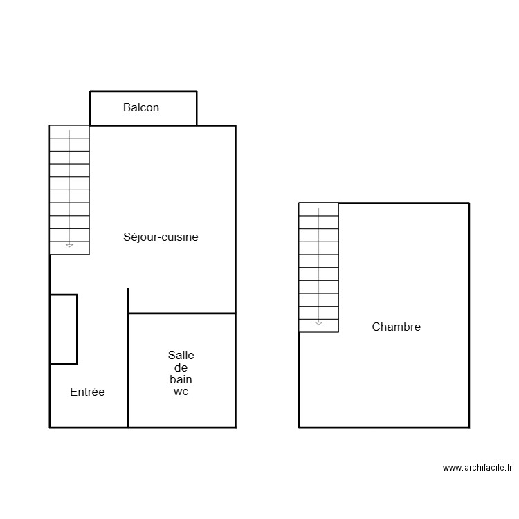 QUIMPER POTIER. Plan de 1 pièce et 1 m2