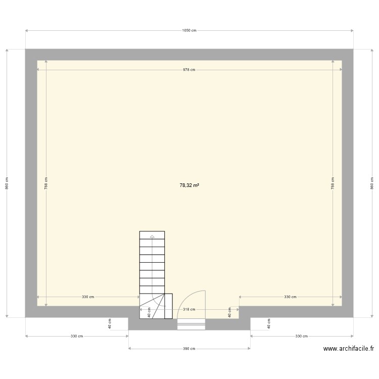 Ludmann rdc. Plan de 1 pièce et 78 m2