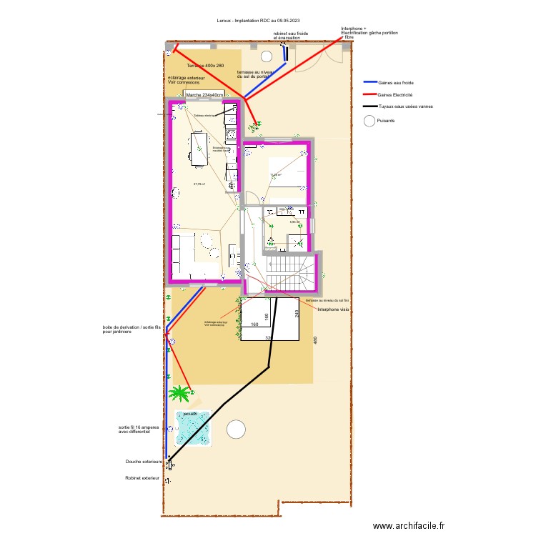 LEROUX Plans électricité RDC 08.05.2023. Plan de 0 pièce et 0 m2